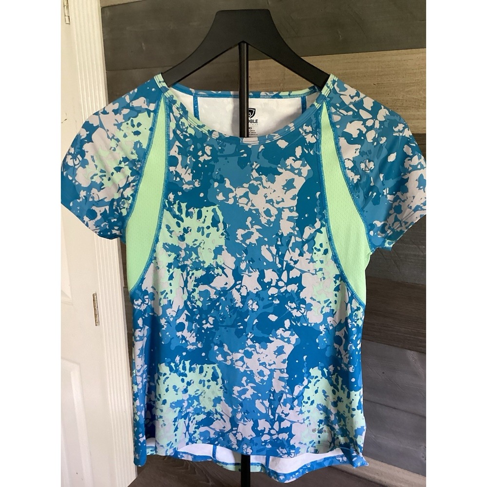 Noble Equestrian Performance Shirt Women XS Blue camo Athletic Base Layer Vented